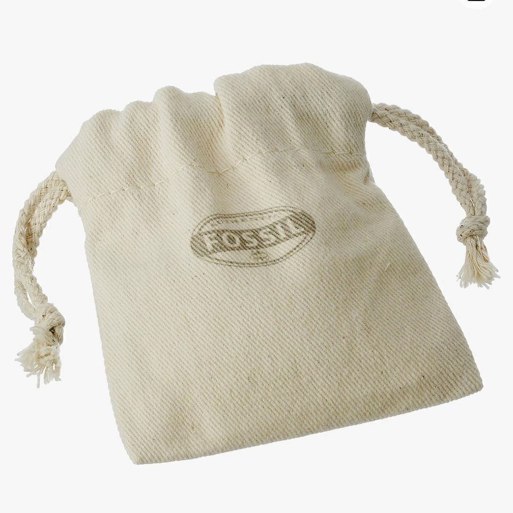 Fossil Canvas Tiny Jewelry Bag Pouch Collateral Material Beige Khaki Drawstring
